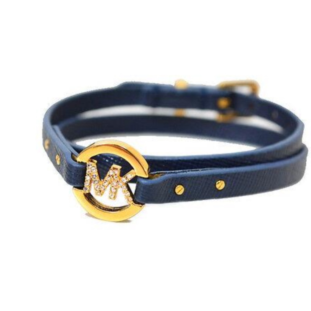 Michael Kors leather double wrap bracelet MK logo